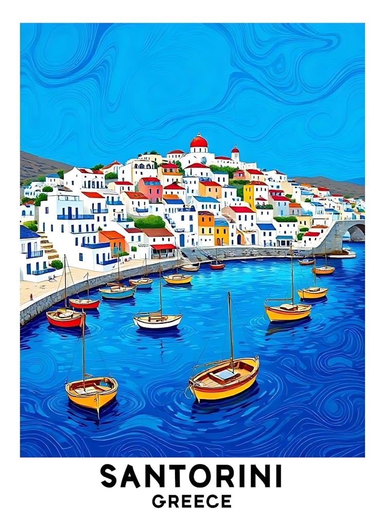 Santorini - Greece Vintage Travel Poster 43