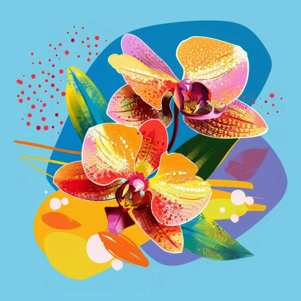 Orchids On Blue Background 3