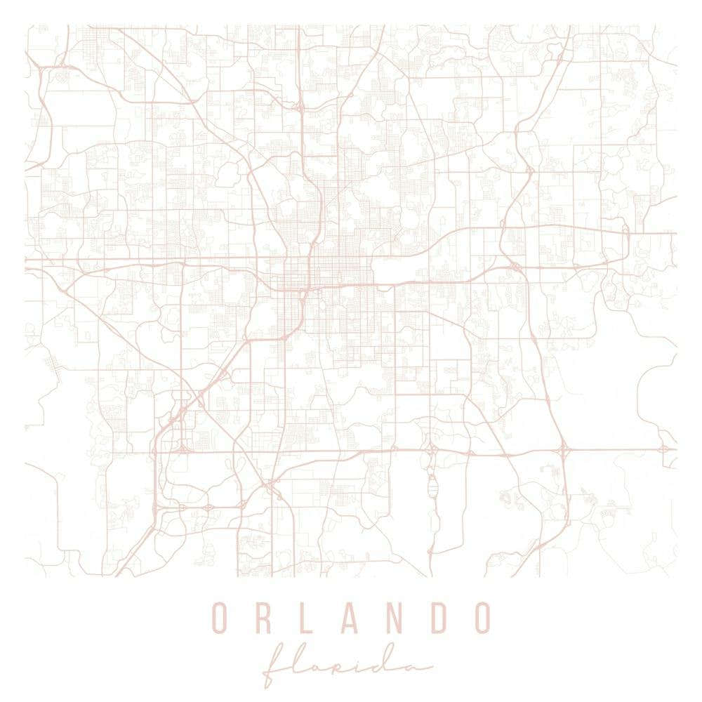 Orlando Florida Light Pink Minimal Street Map Square