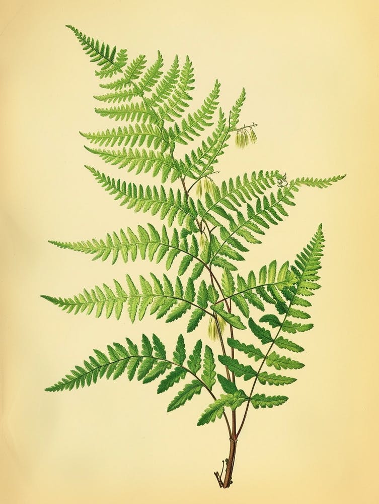 Vintage Illustration Japanese Tassel Fern 1