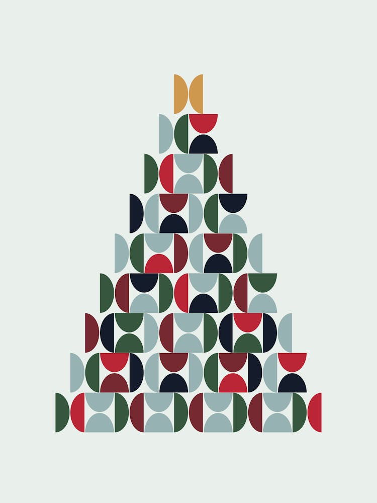 Mid Century Christmas Tree Abstract Shapes