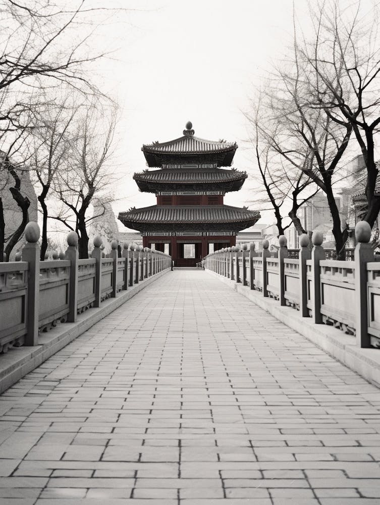 Beijing, China, Black And White Old Photo 4