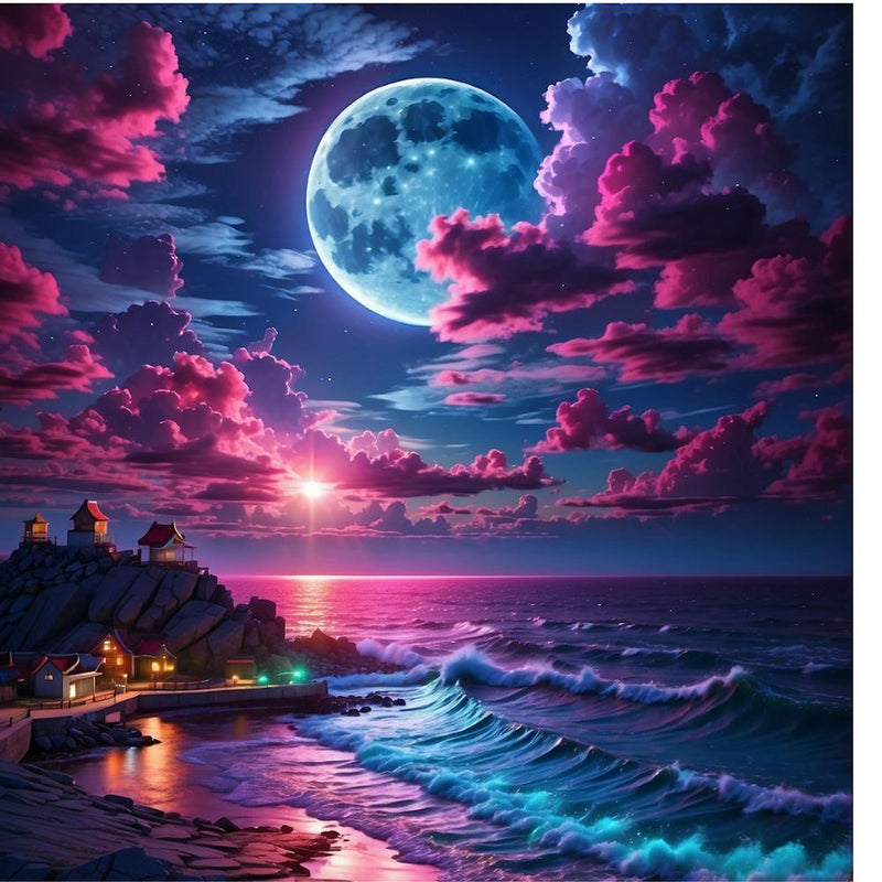 sky with sea in night