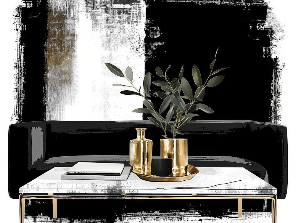 Black And Gold Living Room 1