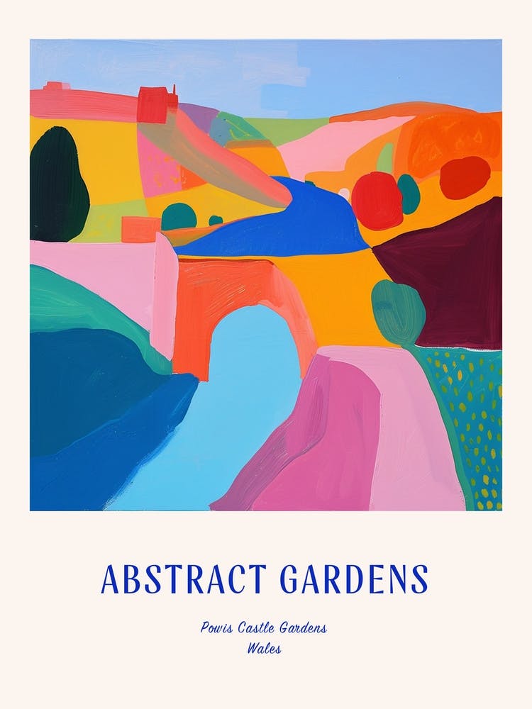 Colourful Gardens Powis Castle Gardens Wales 4 Blue Poster
