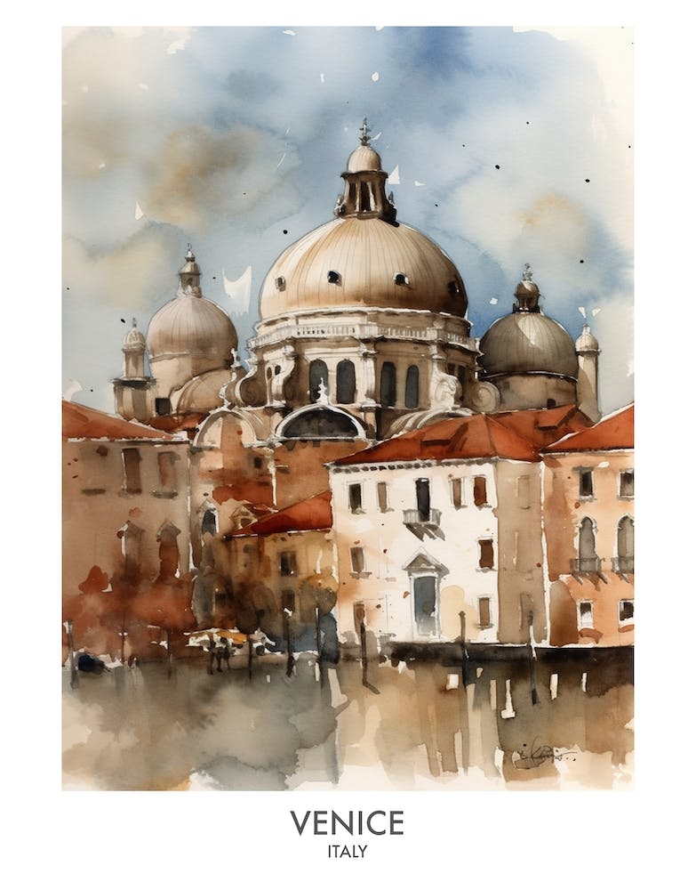 Venice Italy Watercolour Travel Poster