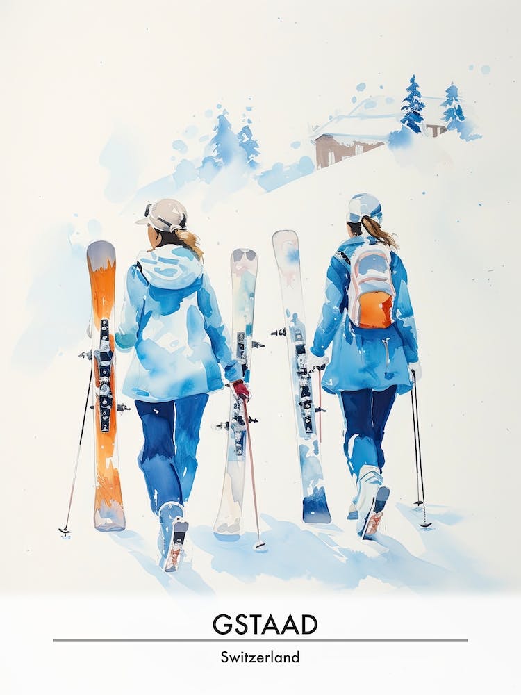 Gstaad Schweiz, Skiort Poster Illustration 0