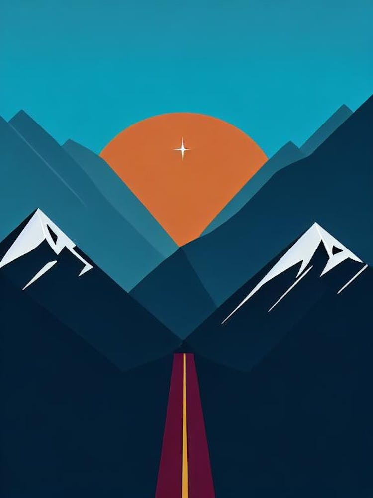Valle Nevado, Chile Modern Illustration Skiing Poster