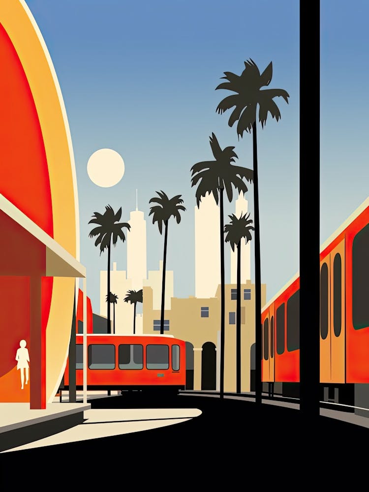 Venice Beach California, Usa, Bold Outlines 1