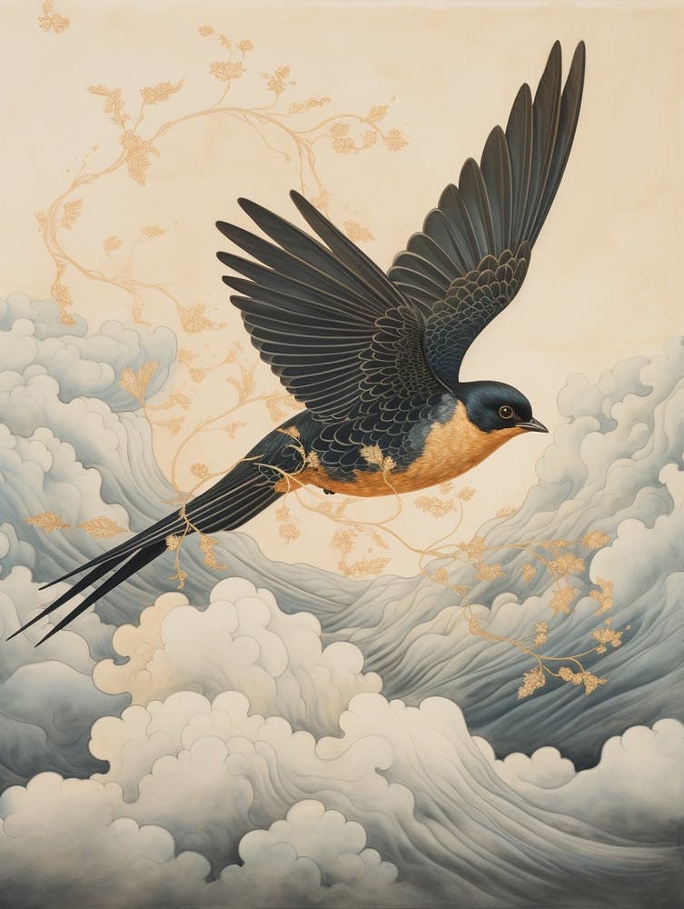 Barn Swallow 1 Gold Detail Painting