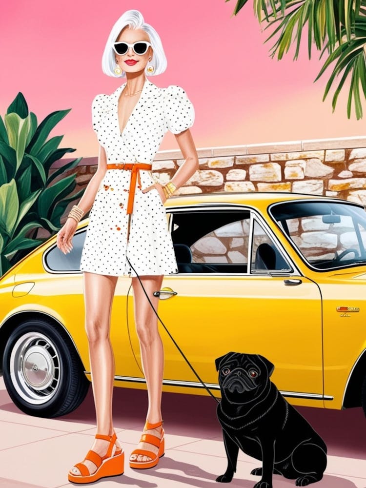 Fashion Girl With A Dog