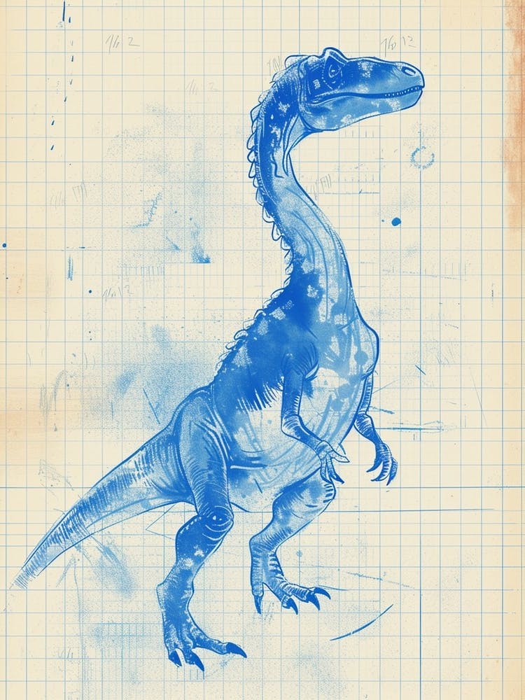Sinornithosaurus Dinosaur Blue Print Sketch 1