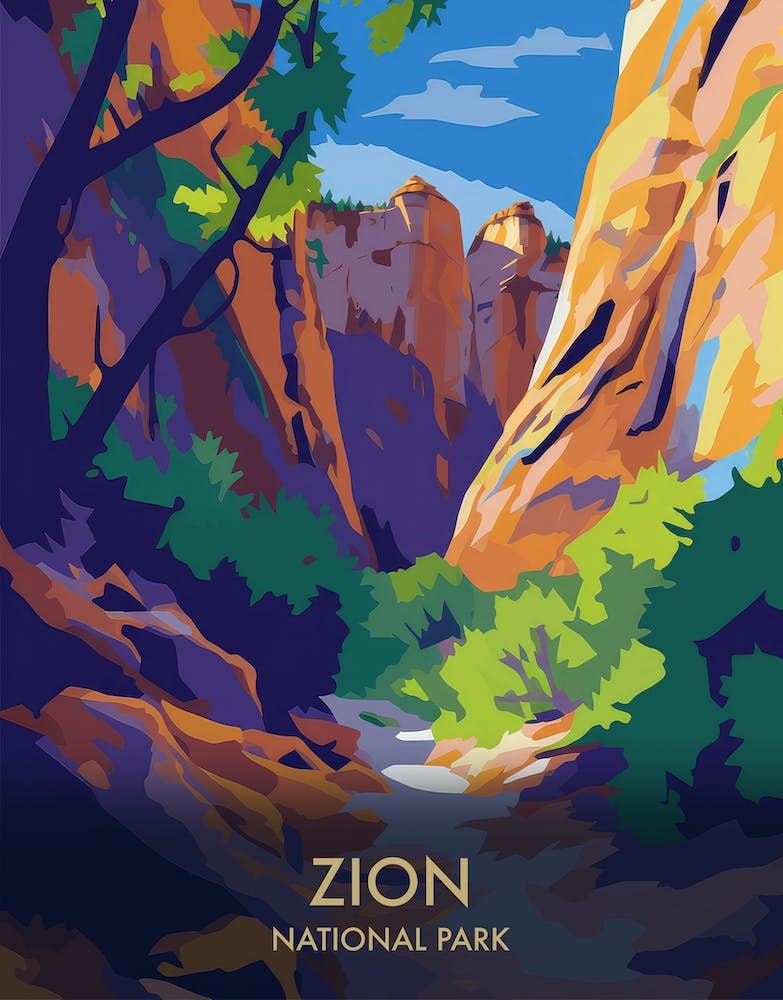 Zion National Park Matisse-Stil Vintage Reiseposter