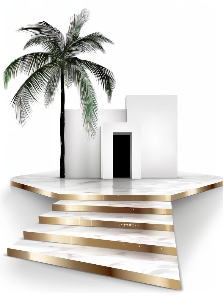 White House With Palm Tree