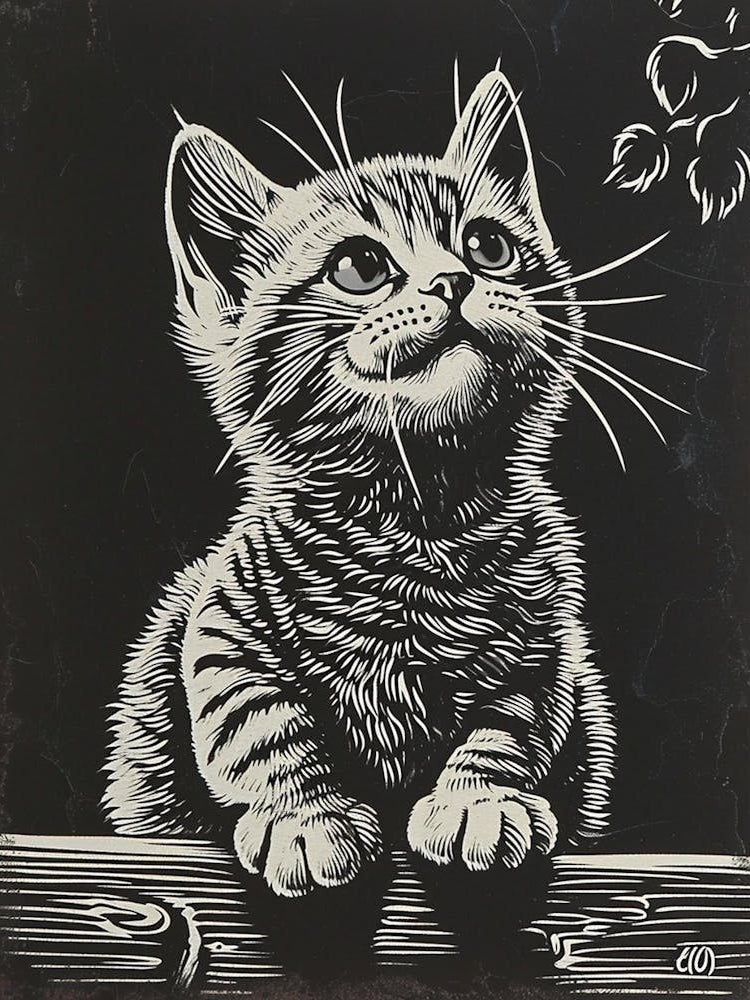 American Shorthair Cat Relief Illustration 4