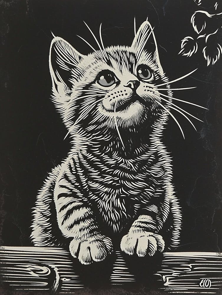 American Shorthair Cat Relief Illustration 4