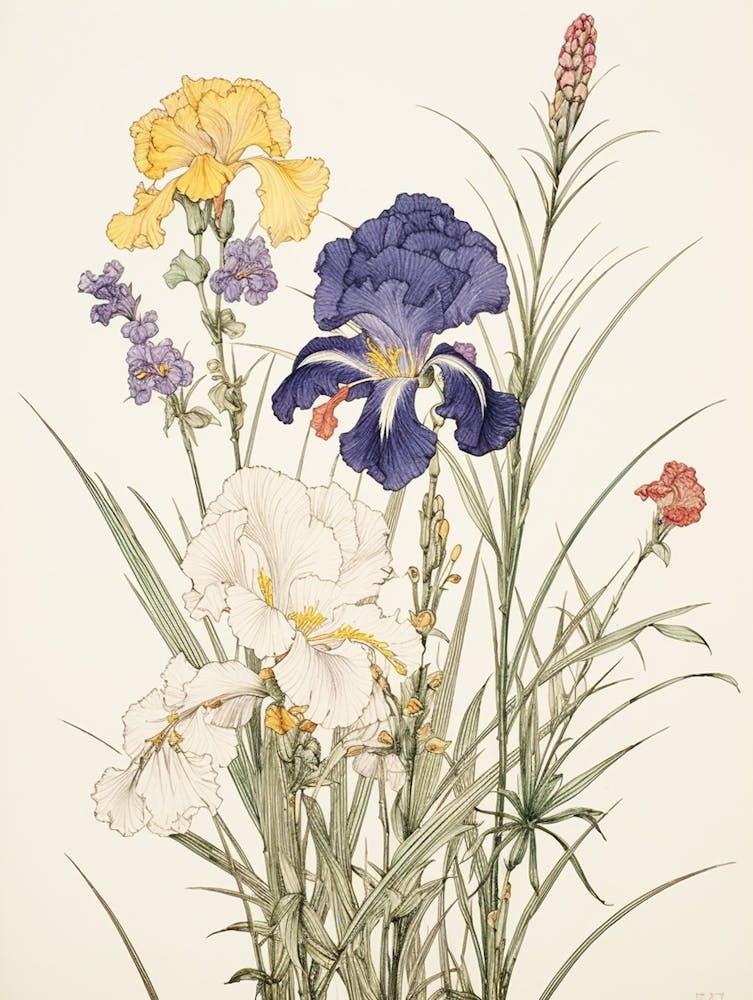 Ayame Japanese Iris 4 Vintage Japanese Botanical