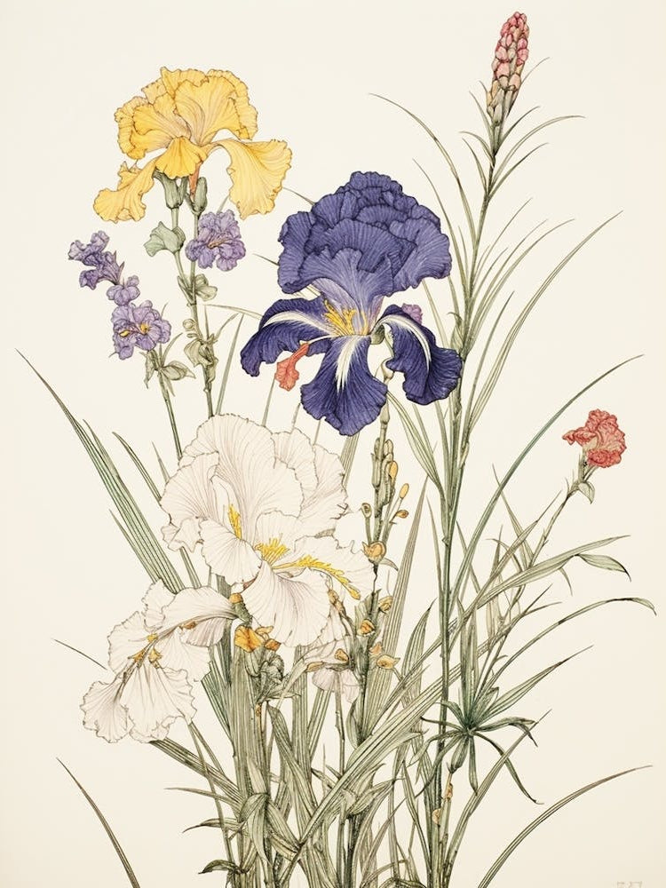 Ayame Japanese Iris 4 Vintage Japanese Botanical