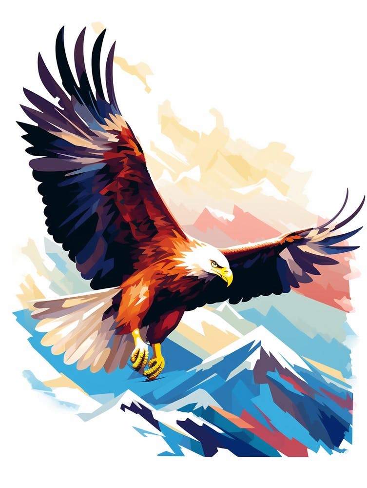 Colourful Geometric Bird Bald Eagle 1