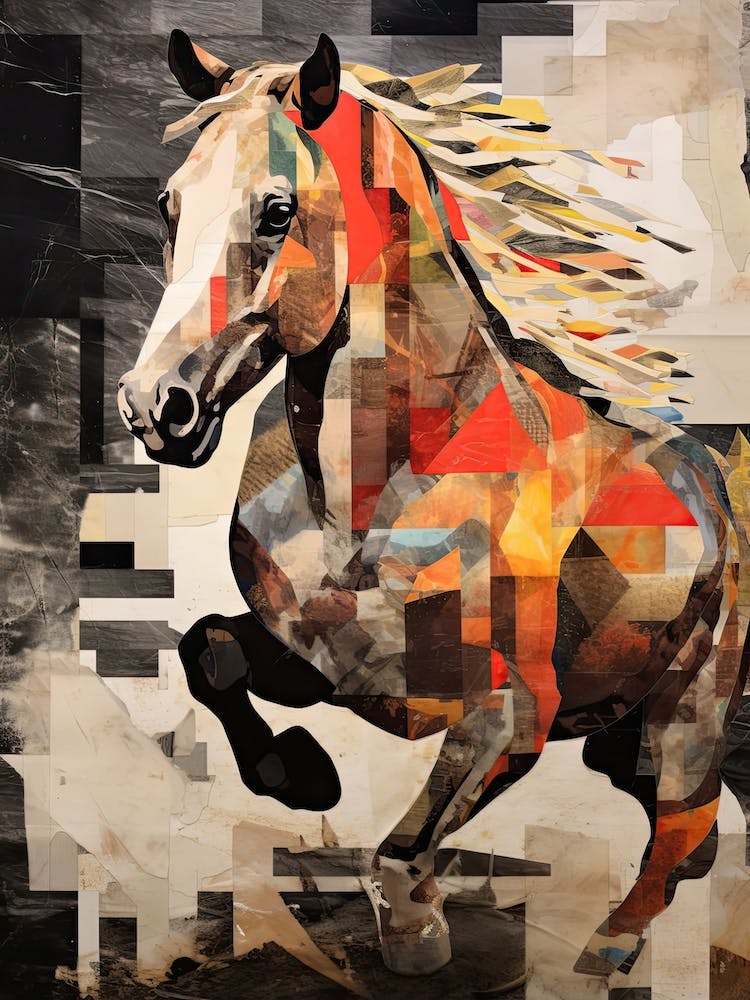 A Horse Painting In The Style Of Collage 2