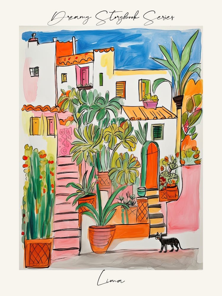 Poster Of Lima, Dreamy Storybook Illustration 2