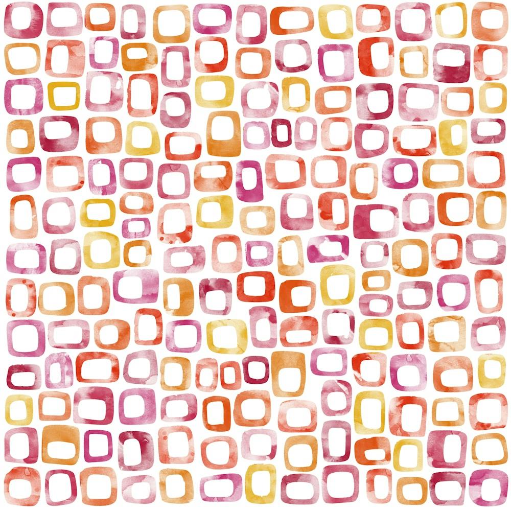 Watercolor Abstract Rounded Squares Pink Red Orange