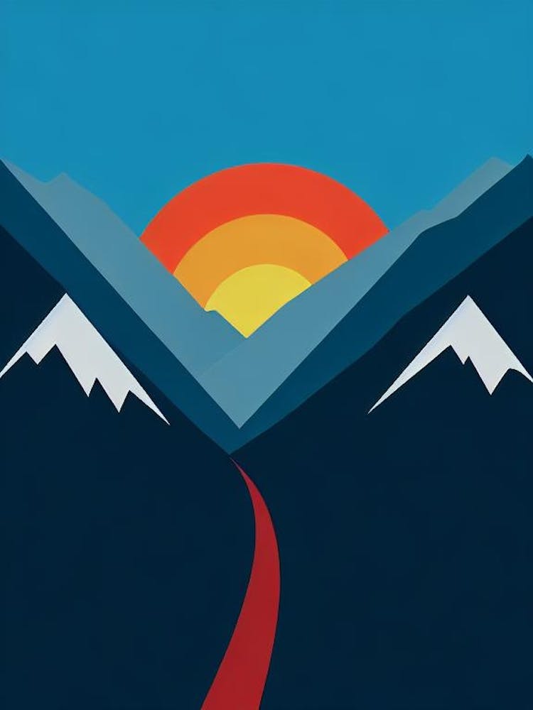 Mayrhofen, Austria Modern Illustration Skiing Poster