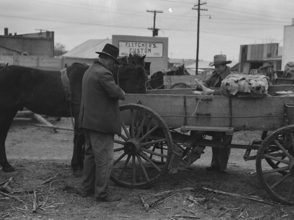 Untitled Photo, Possibly Related To Lot In Which Farmers Leave Their Wagons And Horses While Attending To Do Busines