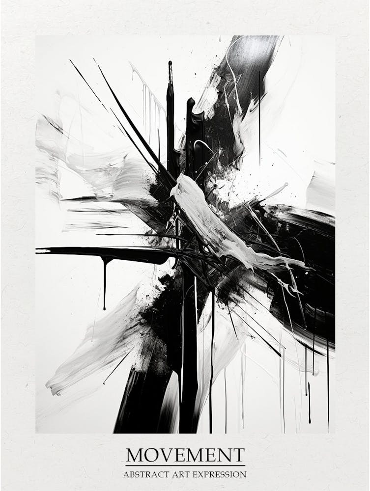 Movement Abstract Black And White 4 Poster