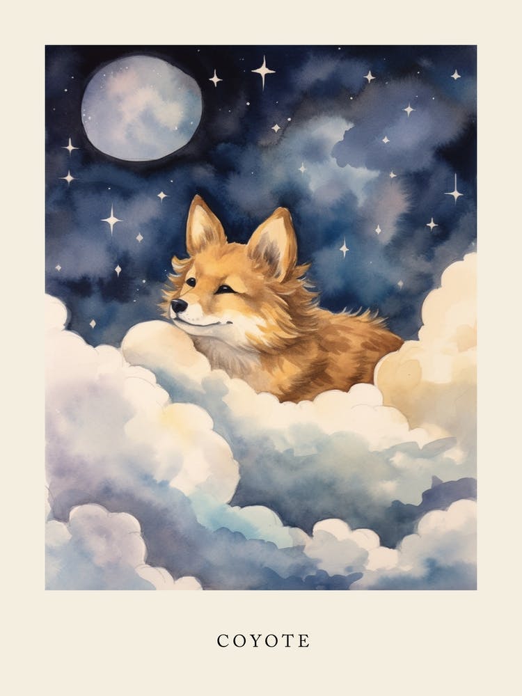 Coyote 1 Sleeping In The Clouds Nursery Poster