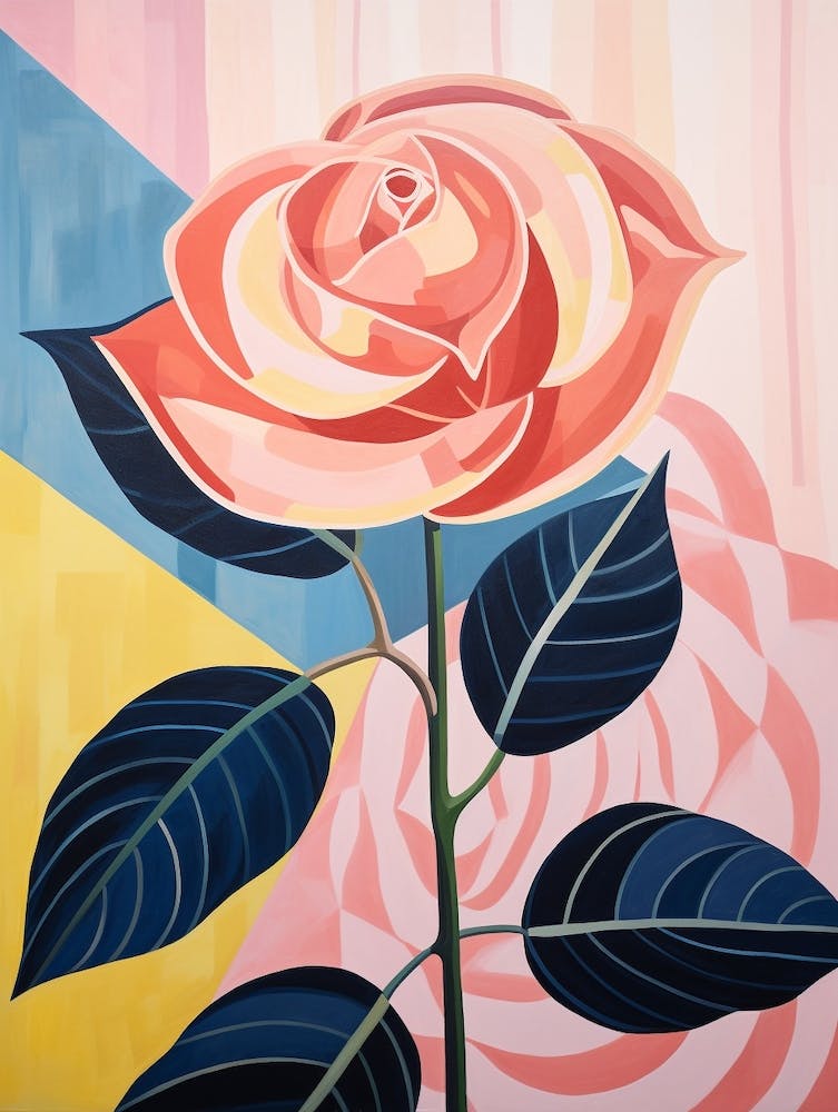 Rose 3 Hilma Af Klint Inspired Pastel Flower Painting