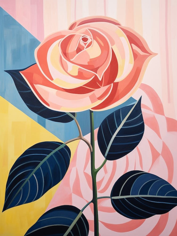 Rose 3 Hilma Af Klint Inspired Pastel Flower Painting