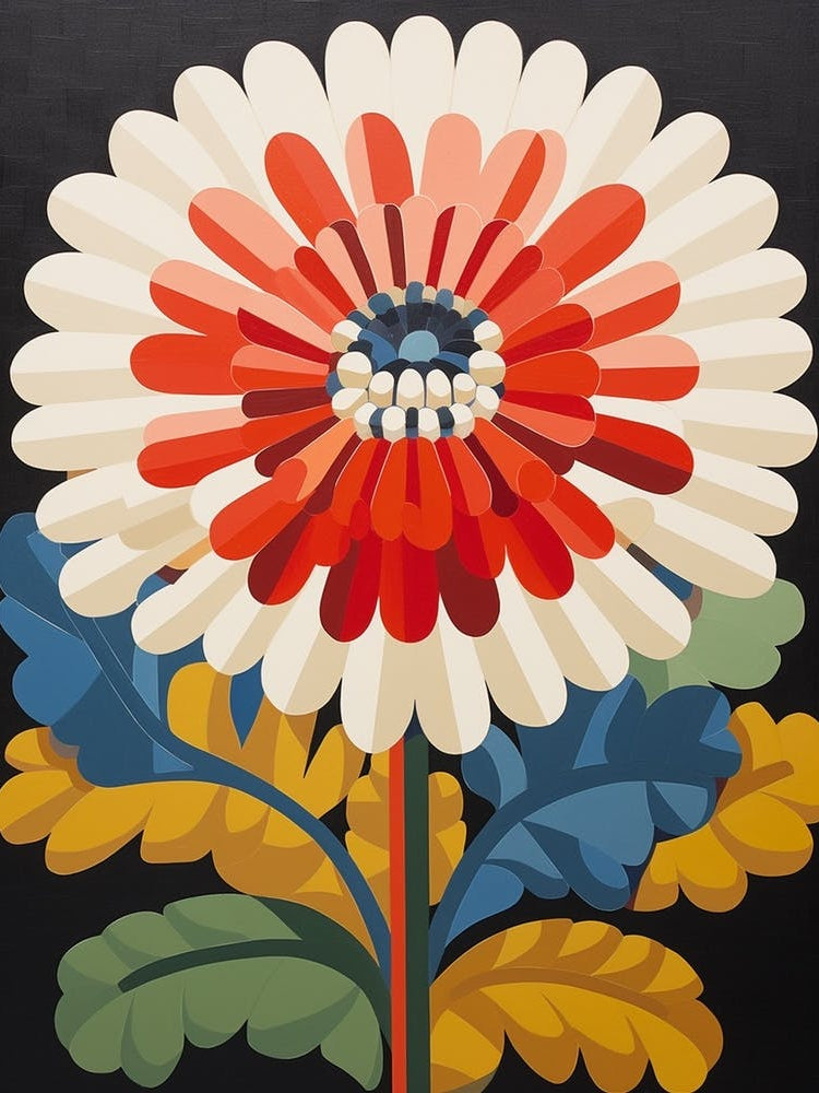 Flower Motif Painting Chrysanthemum 3