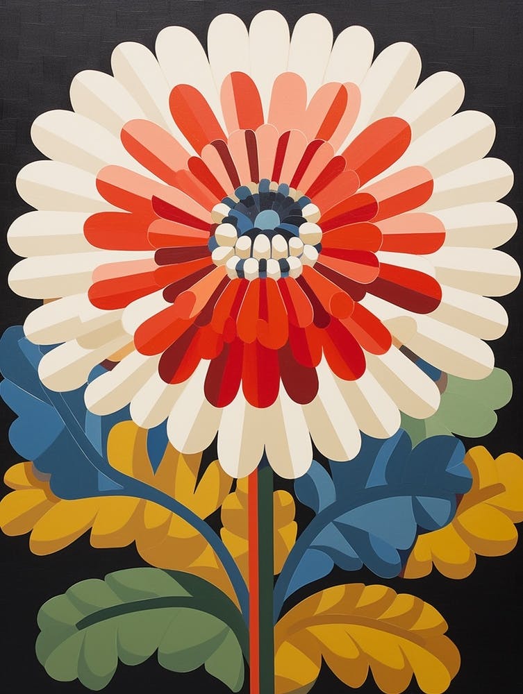 Flower Motif Painting Chrysanthemum 3