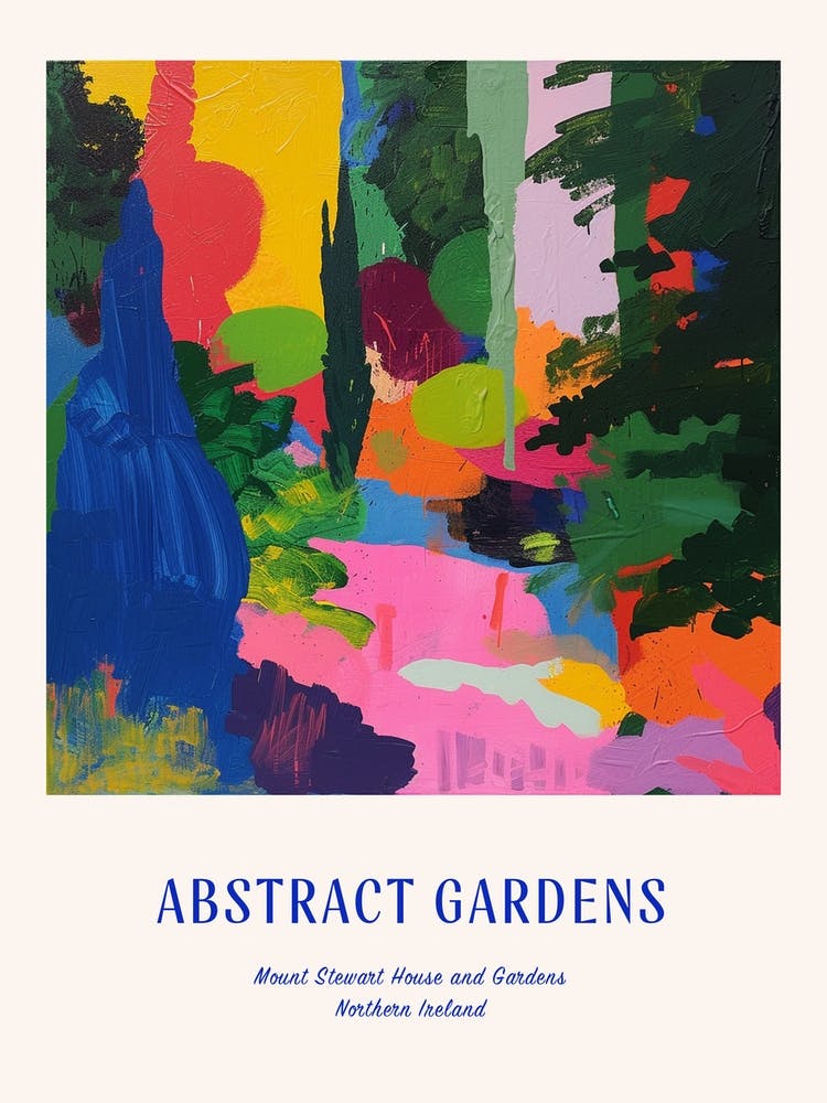 Colourful Gardens Mount Stewart House And Gardens Northern Ireland 2 Blue Poster