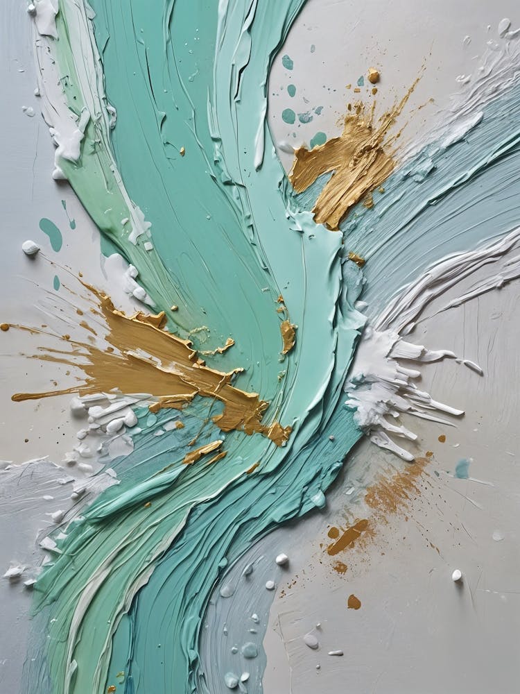 Gold And Turquoise Abstract no2