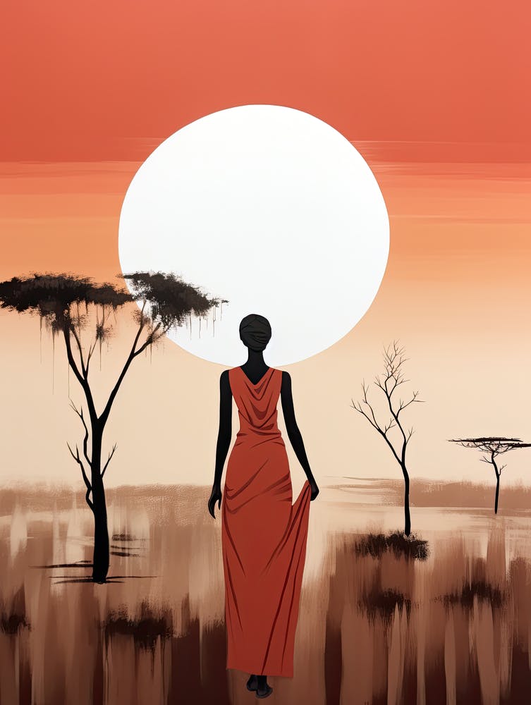 Afrikanische Frau im roten Kleid | Boho-Stil 1