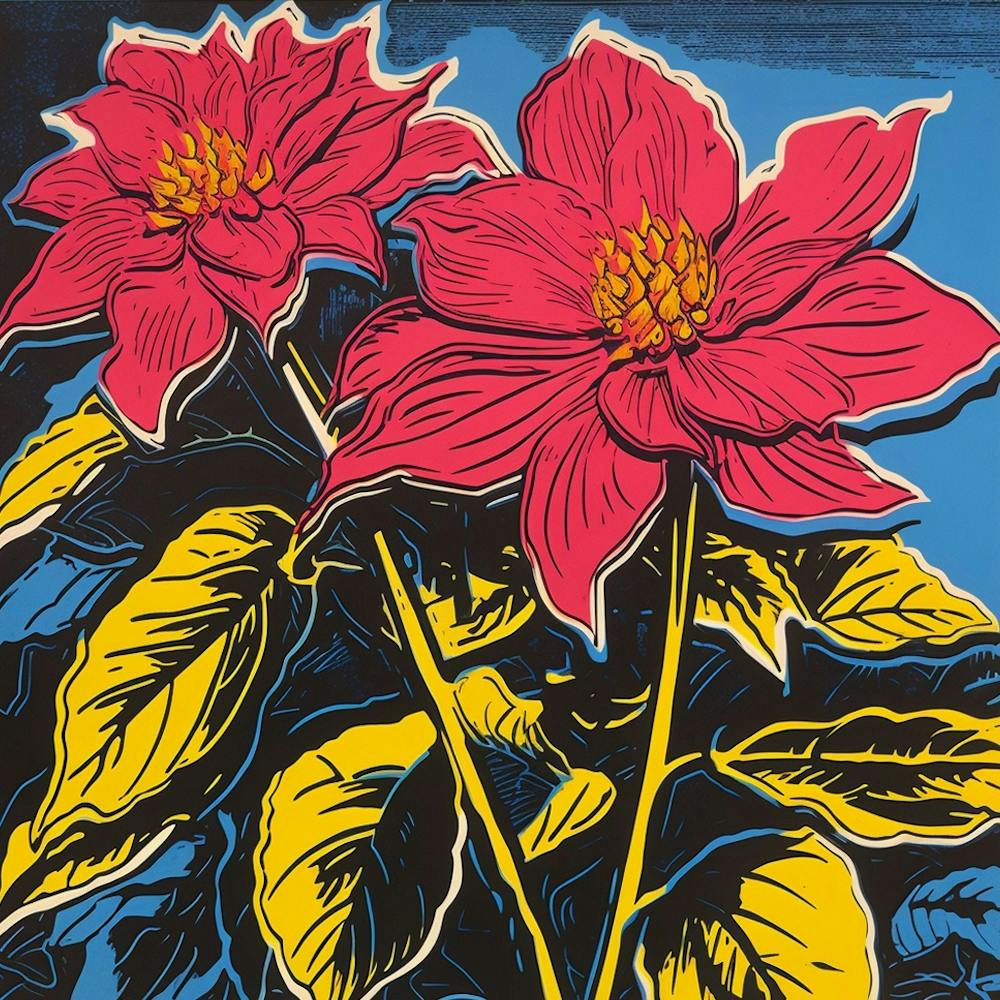 Poinsettia 1 Pop Art Illustration Square