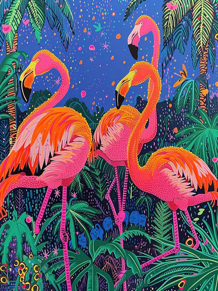 Greater Flamingo Bolivia Tropical Illustration 3