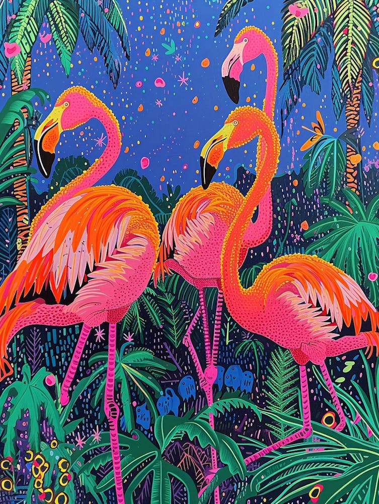 Greater Flamingo Bolivia Tropical Illustration 3