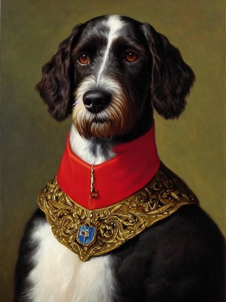 German Wirehaired Pointer 2 Renaissance Portrait Oil Painting