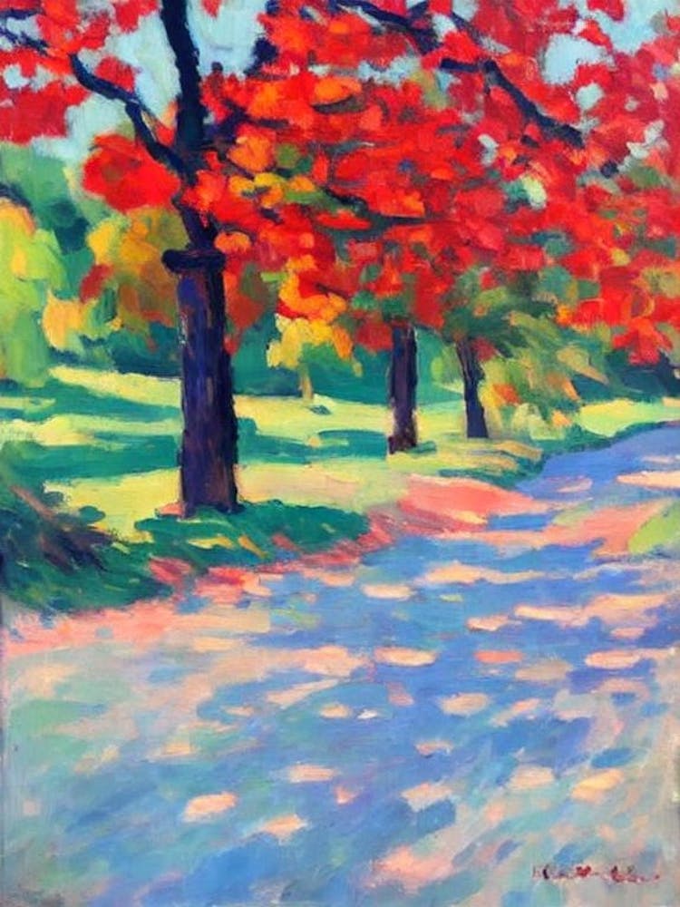 Red Maple 2 tree Abstract Block Colour