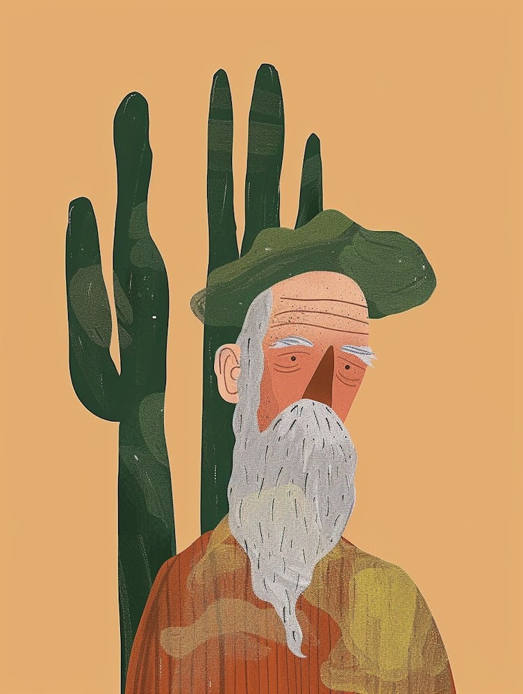 Old Man Cactus Minimalistische Abstrakte Illustration 4