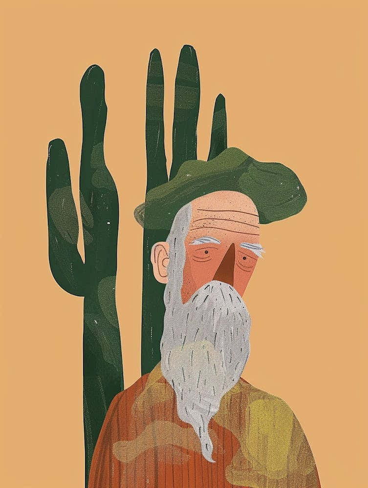 Old Man Cactus Minimalist Abstract Illustration 4