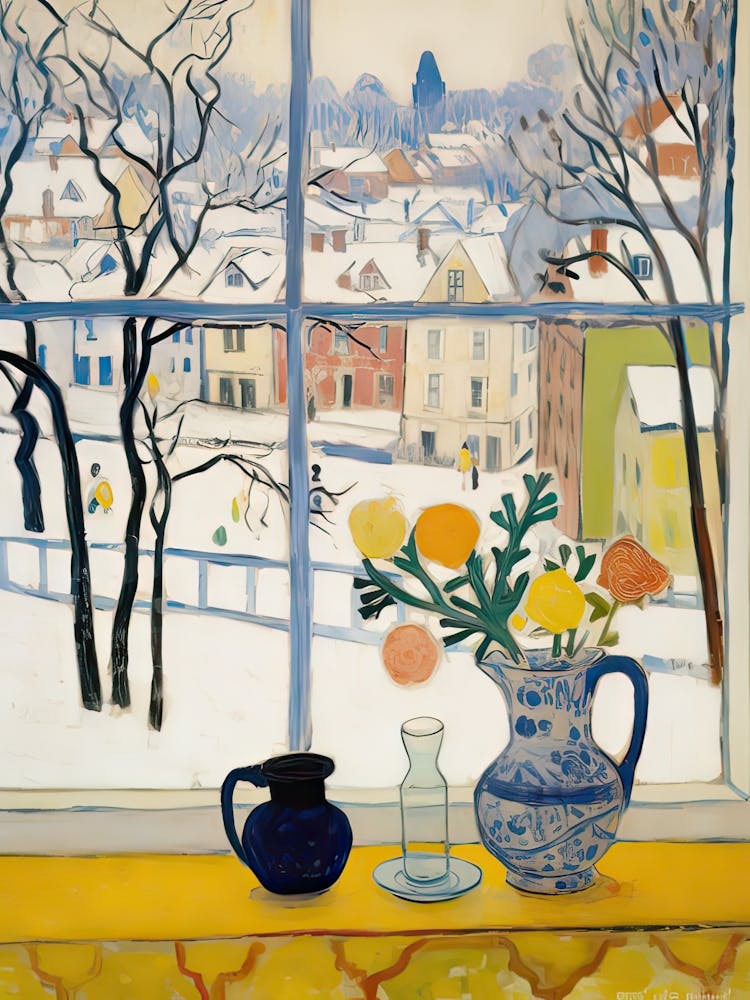 Le Rebord de Fenêtre de Cracovie Pologne Neige Inspirée par Matisse 3
