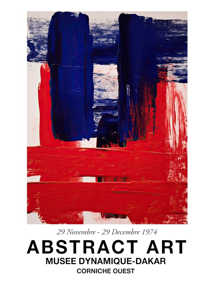 Blaue und rote Pinselstriche Abstrakt 1 Ausstellungsposter