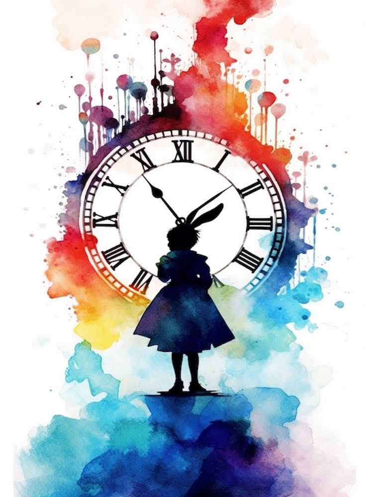 Alice In Wonderland Colourful Watercolour The White Rabbit 3