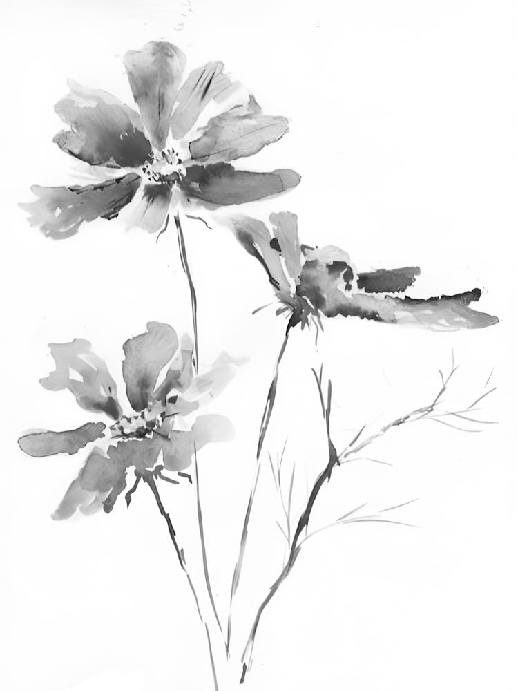 Flowers In Black And White 3