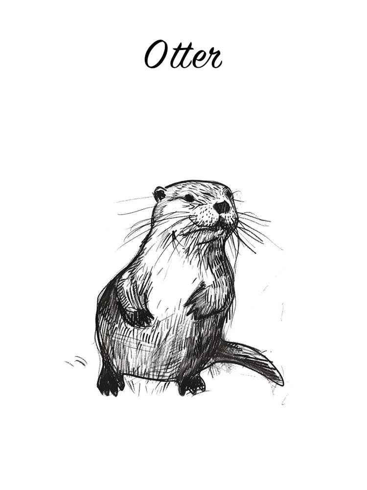 B&W Otter Poster