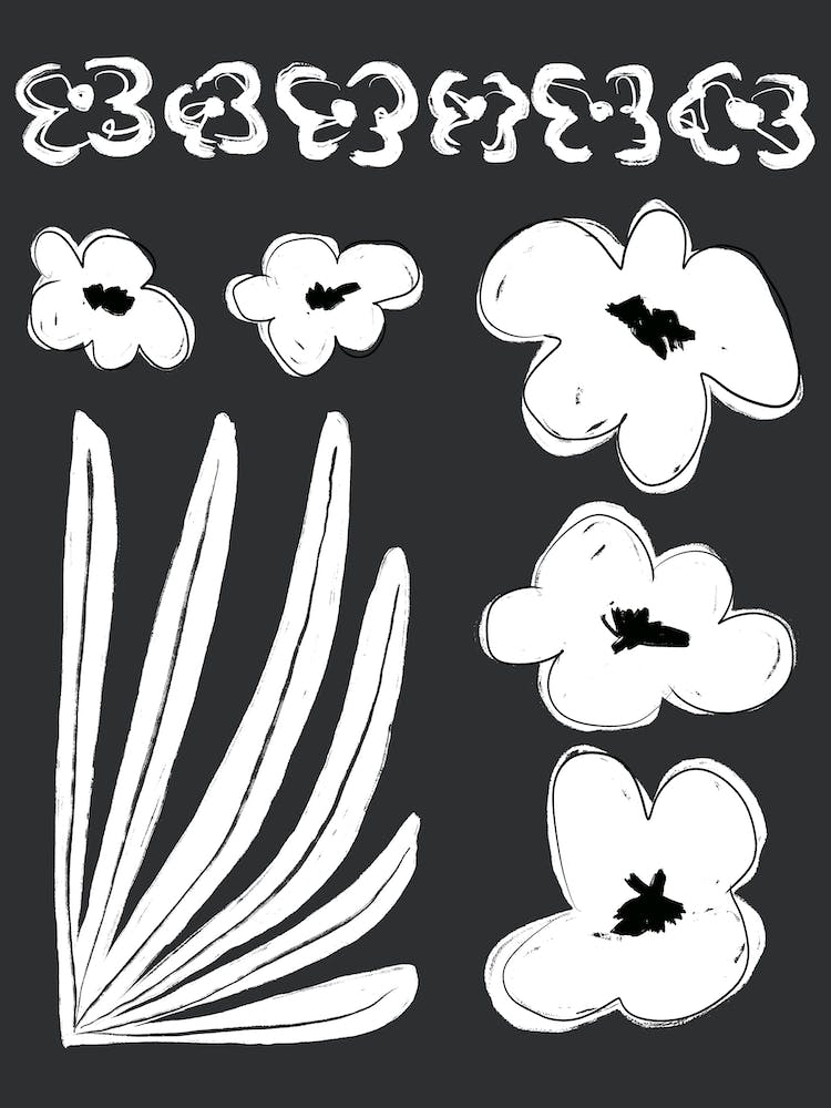 Botanical Scenery 1 Black White